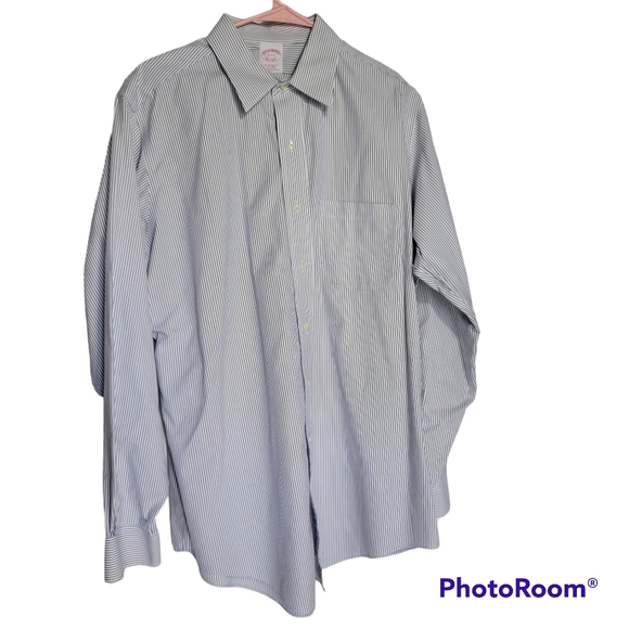 EUC Brooks Brothers Blue & White Striped Button-Up Shirt – Size 16.5 | 34/35 - Picture 2 of 7